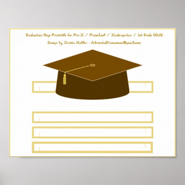 Graduation Cap Brown Paper Hat Printable Poster (Front)