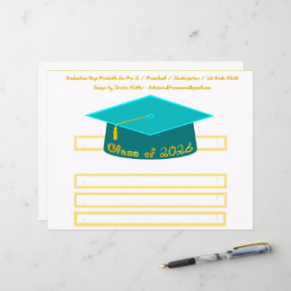 Graduation Cap Carolina Blue Party Hat 2026 Gold