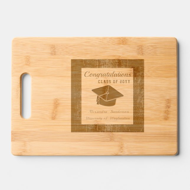 Graduation Cap Chef Baker  Engraved Cutting Board (Front)