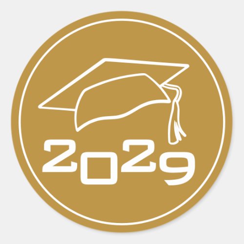 Graduation Cap Class Year Gold Classic Round Sticker