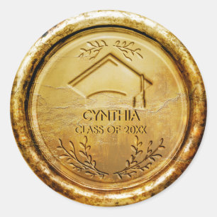 Graduation Cap Class Year Gold Wax Seal