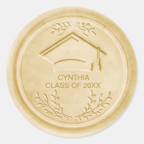 Graduation Cap Class Year Gold Wax Seal