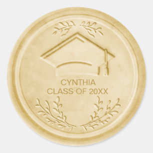 Graduation Cap Class Year Gold Wax Seal