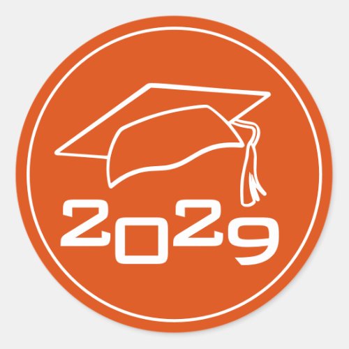 Graduation Cap Class Year Orange Classic Round Sticker