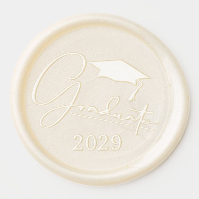 Graduation Cap Class Year Wax Seal Sticker (Front)