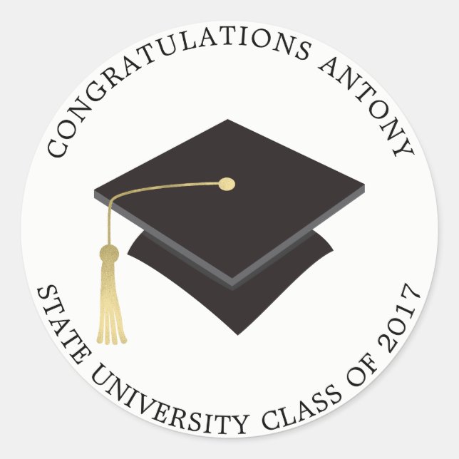 Graduation Cap Classic Round Sticker (Front)
