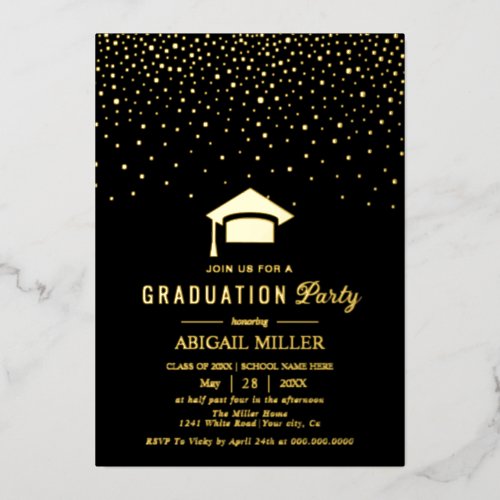Graduation cap confetti Class Of 2025 black
