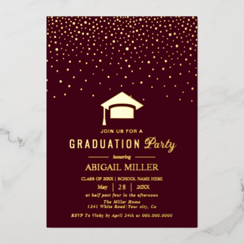 Graduation cap confetti Class Of 2025 burgundy