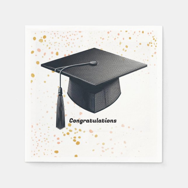 Graduation Cap Congratulations Paper Napkins (Front)