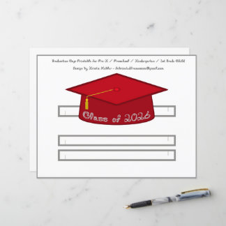 Graduation Cap Crimson Party Hat 2026 Silver Font