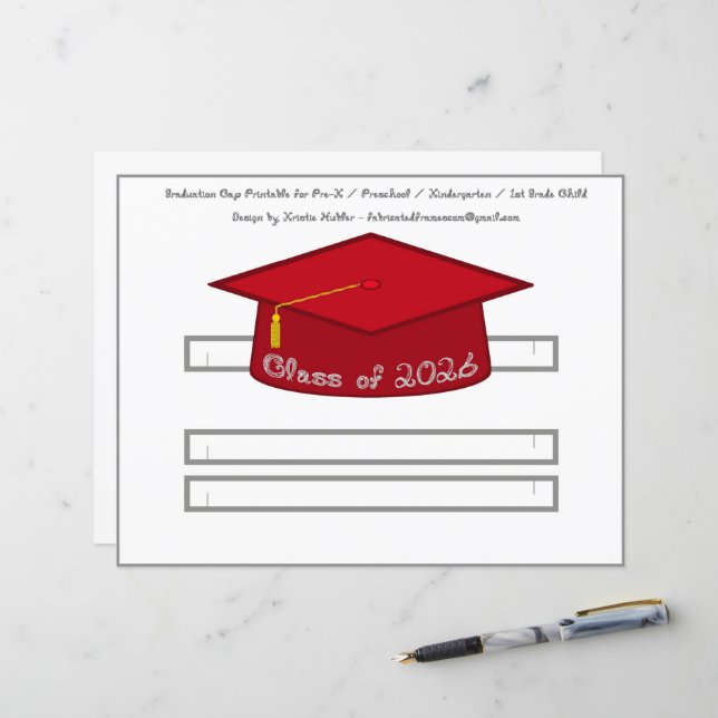 Graduation Cap Crimson Party Hat 2026 Silver Font (Front/Back In Situ)