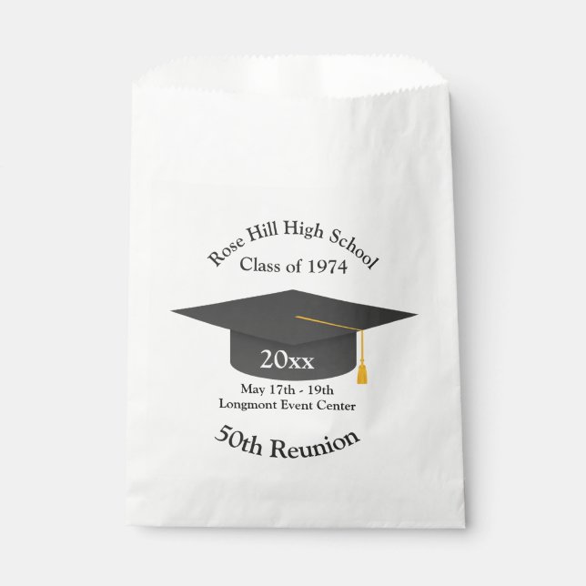 Graduation Cap Custom Class Reunion Favor Bag (Front)