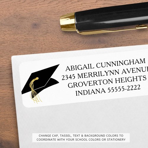 Graduation Cap Custom Color Return Address Label