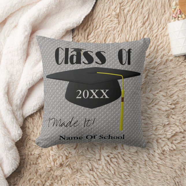 Graduation Cap Cute Personalized Throw Pillow (Blanket)