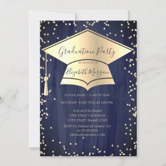 Graduation Cap,Diamonds Frame Navy Blue Graduation Invitation | Zazzle