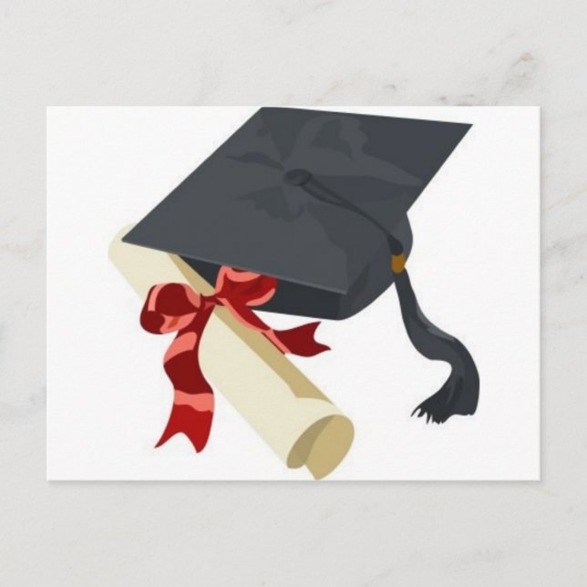 Graduation Cap & Diploma Announcement Postcard (Front)