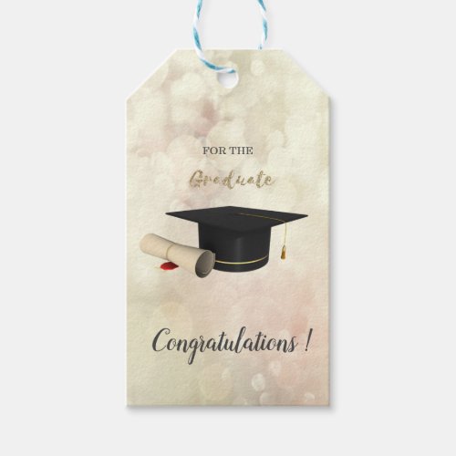 Graduation Cap  Diploma BokehGraduate Gift Tags