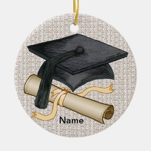 Graduation Cap Diploma Ceramic Ornament