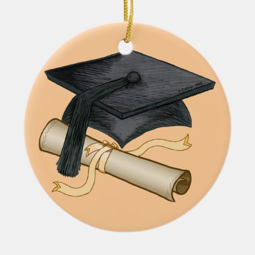 Graduation Cap Diploma Ceramic Ornament