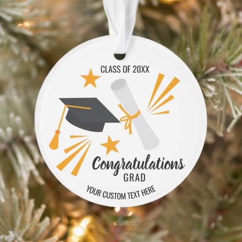 Graduation Cap Diploma Class of 20XX Custom Ornament