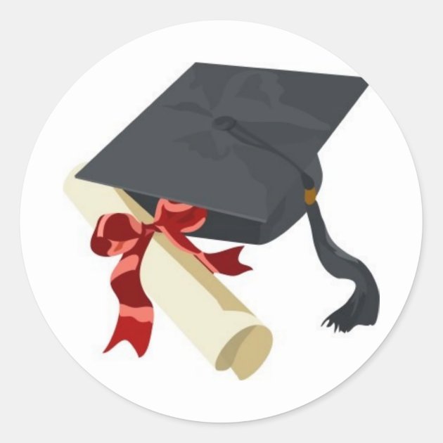 Graduation Cap & Diploma Classic Round Sticker