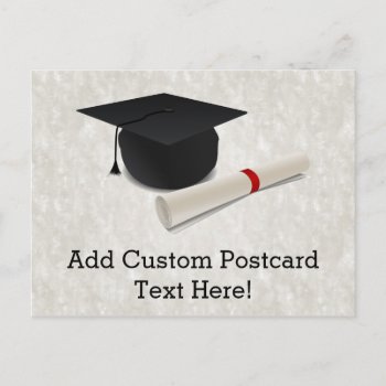 Graduation Cap Diploma Customizable Announcement Postcard by CustomInvites at Zazzle