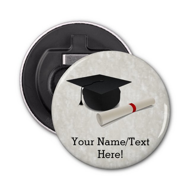 Graduation Cap Diploma Customizable Bottle Opener (Front)