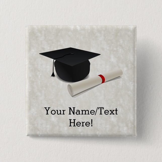 Graduation Cap Diploma Customizable Button (Front)