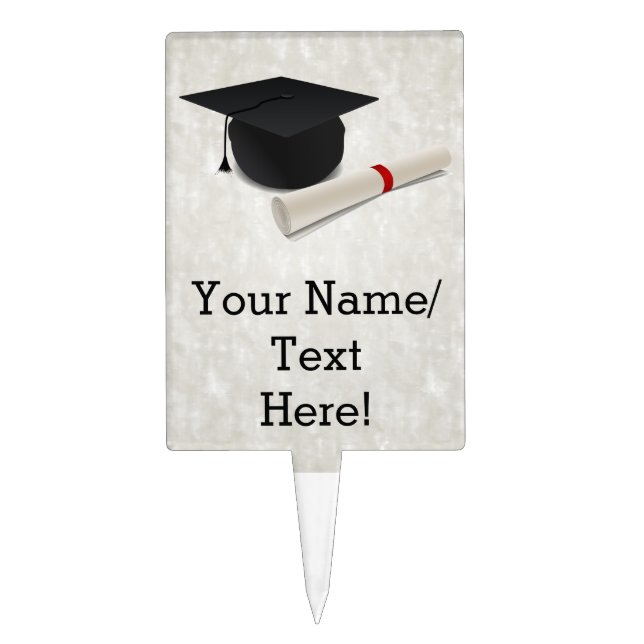 Graduation Cap Diploma Customizable Cake Topper (Front)