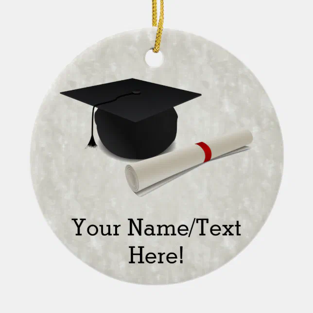 Graduation Cap Diploma Customizable Ceramic Ornament | Zazzle