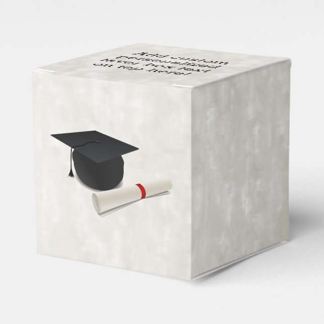 Graduation Cap Diploma Customizable Favor Boxes (Front Side)