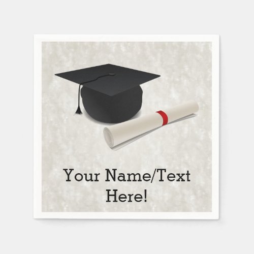 Graduation Cap Diploma Customizable Paper Napkins