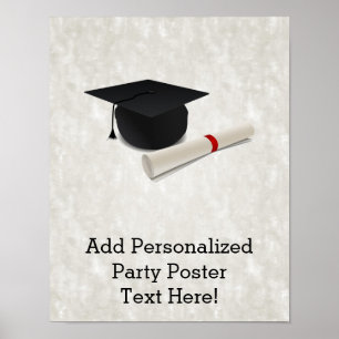 Graduation Cap Diploma Customizable Poster