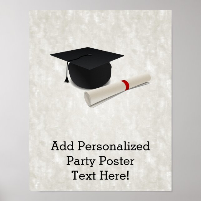 Graduation Cap Diploma Customizable Poster (Front)