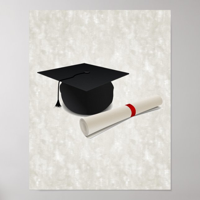 Graduation Cap Diploma Customizable Poster (Front)