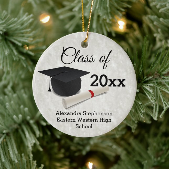 Graduation Cap Diploma Customized Ceramic Ornament (Tree)