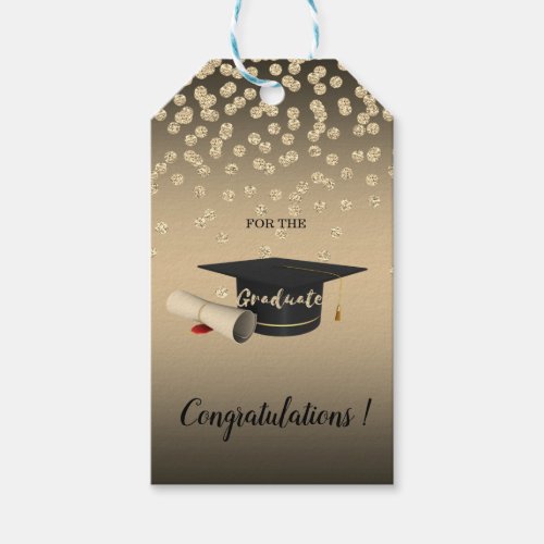 Graduation Cap DiplomaGold Diamonds Graduate Gift Tags