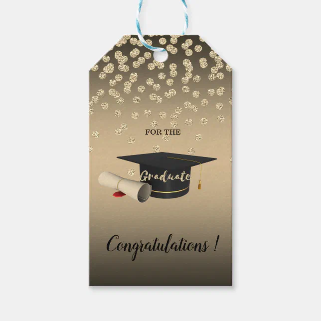 Graduation Cap, Diploma,Gold Diamonds, Graduate Gift Tags | Zazzle