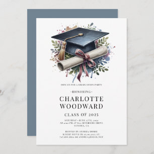 Graduation Cap & Diploma Grad Party Invitation