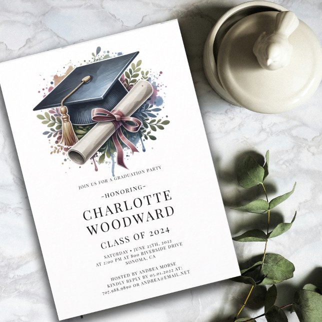 Graduation Cap & Diploma Grad Party Invitation (Creator Uploaded)
