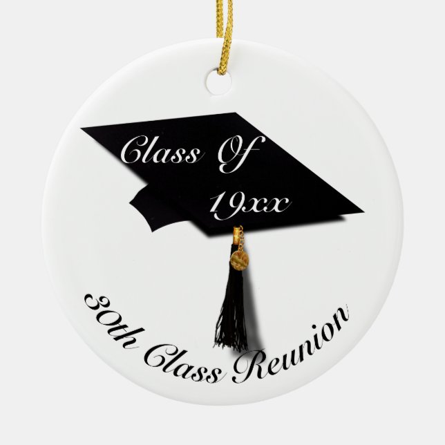 Graduation Cap & Diploma - High School Reunion Ceramic Ornament (Front)