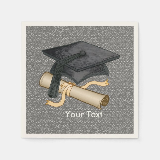 Graduation Cap Diploma Napkins (Front)