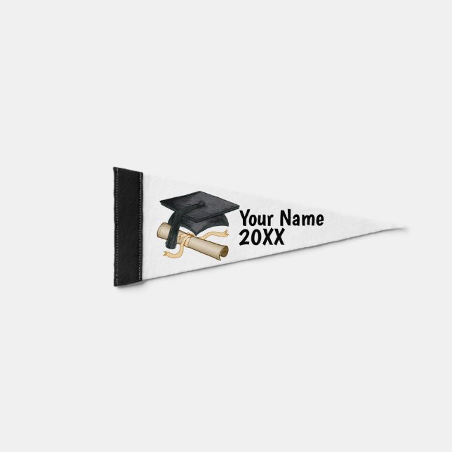 Graduation Cap Diploma Pennant Flag (Front)