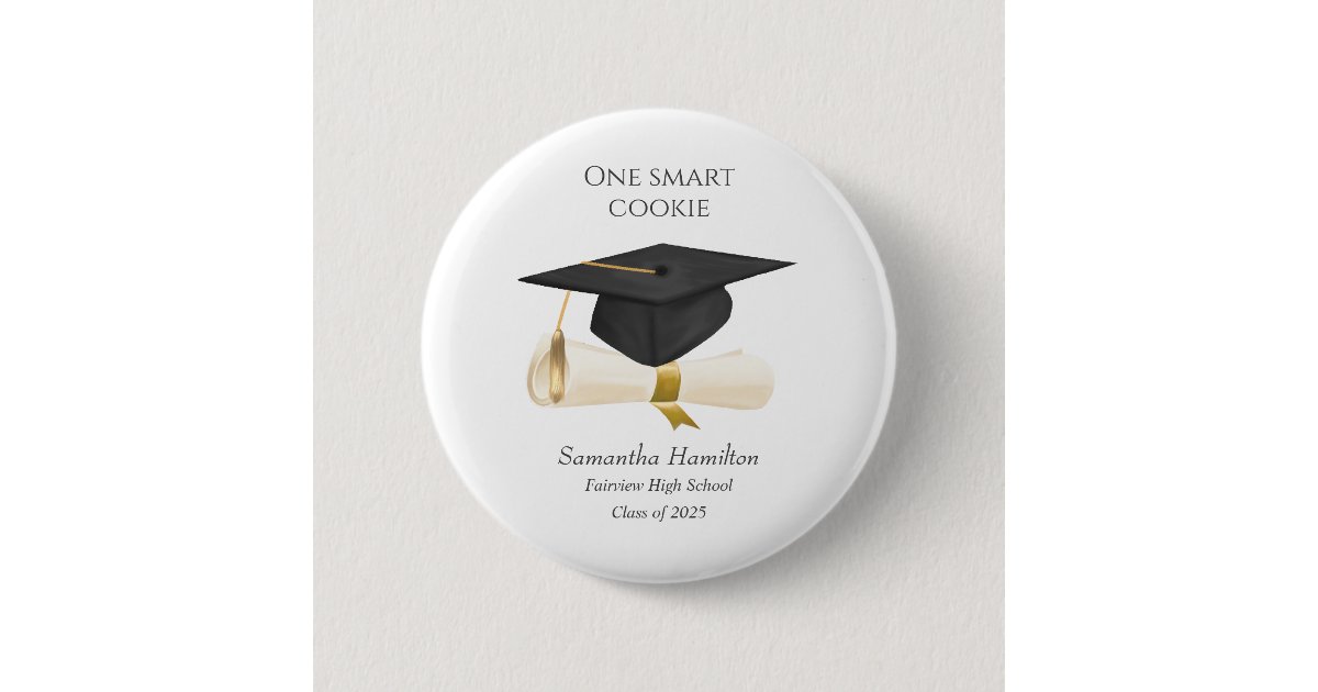 Graduation Cap Diploma Personalized Button | Zazzle