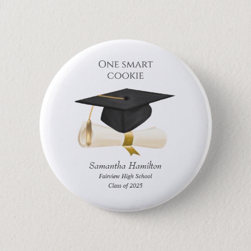   Graduation Cap Diploma Personalized Button