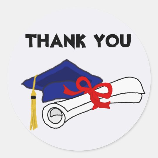 Graduation Cap Diploma Thank You Classic Round Sticker