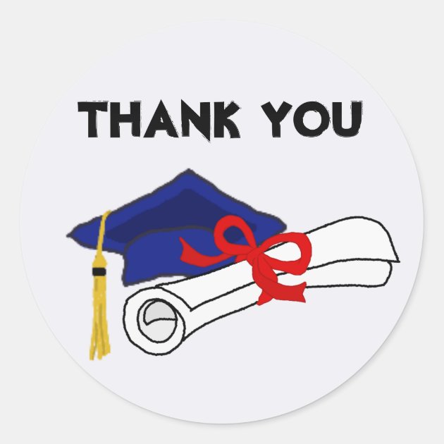 Graduation Cap Diploma Thank You Classic Round Sticker