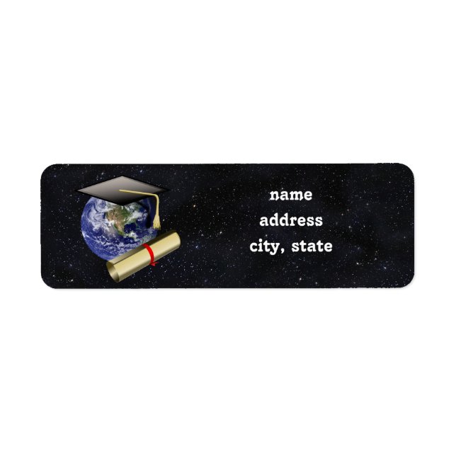 Graduation Cap, Earth w/diploma Label (Front)