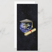 Graduation Cap, Earth w/diploma - Star Background (Front/Back)