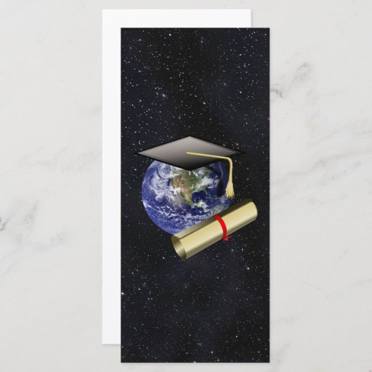 Graduation Cap, Earth w/diploma - Star Background (Front/Back)